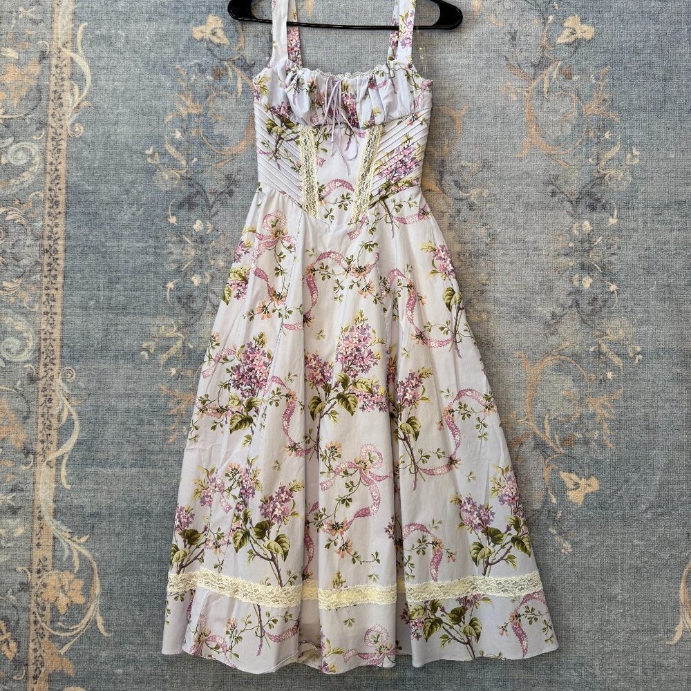 House of CB “Marisa” Corset Midi Dress Floral Vintage Print (Regular Cup A–C) XS